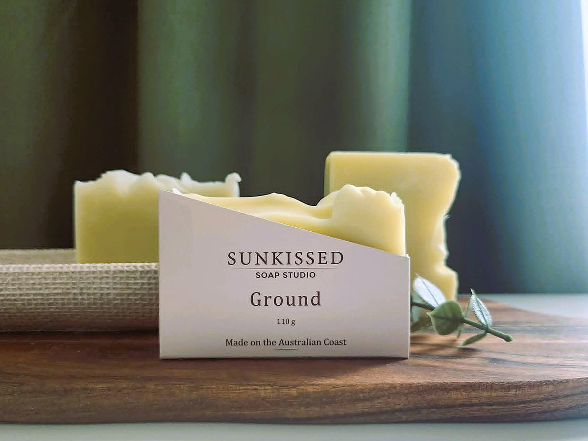 Sunkissed Soap Studio GROUND tallow soap bars with botanical styling, made on the Australian coast